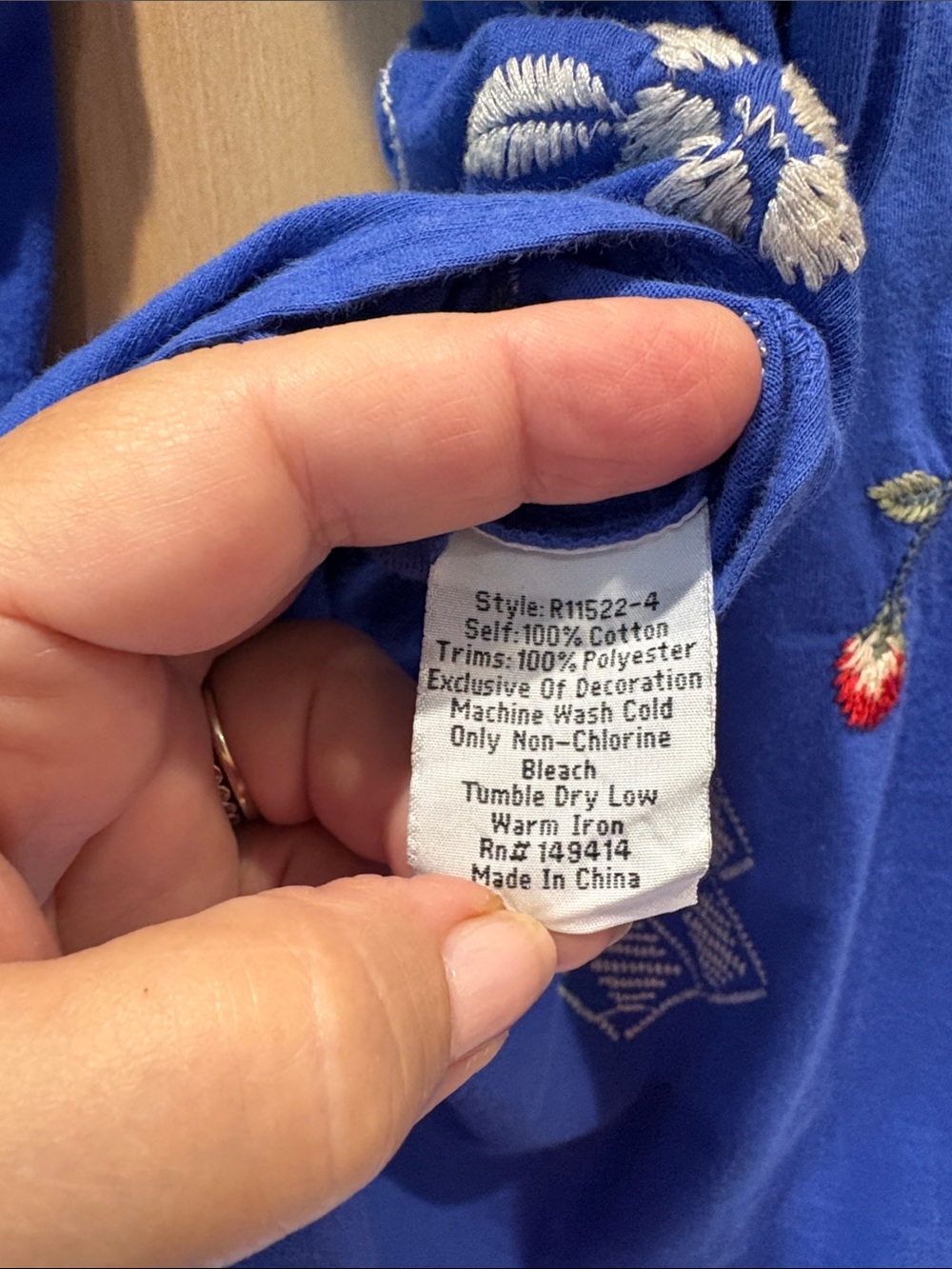 Johnny Was Royal Blue Jailyn Beach Embroidered Hooded Tunic XL - Picture 7 of 7